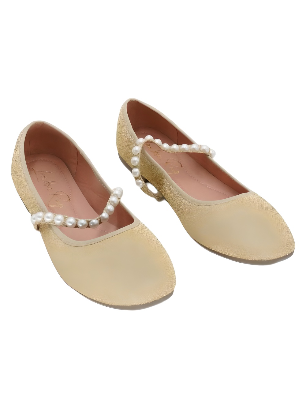 London Rag Women's Corphee Pearl Strapped Glitter Cream Flats Size 10M